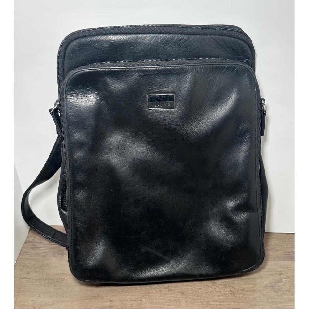 Perlina New YorkBlack‎ Leather Backpack Bag Small Messenger Tablet Bag